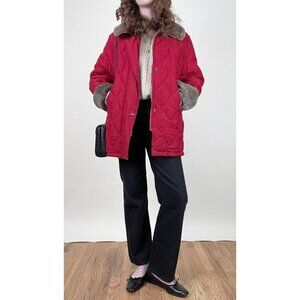 Vintage Quilted Faux Fur Chore Coat Utility Barn Jacket Field English British